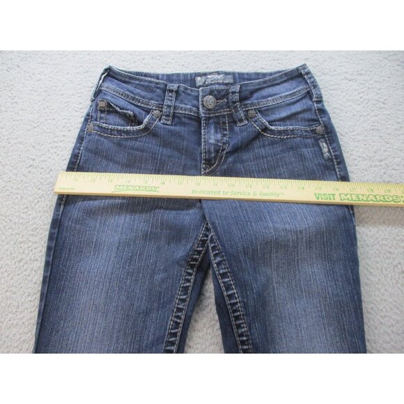 Silver Jeans Women's 26x32 Suki Surplus Flare Blue Denim Pants Stretch Bootcut - Picture 4 of 10